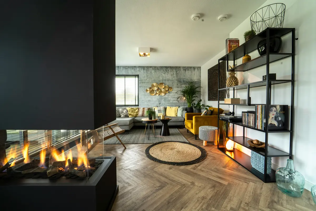 Modern gas fireplace installed in a Atlanta living room