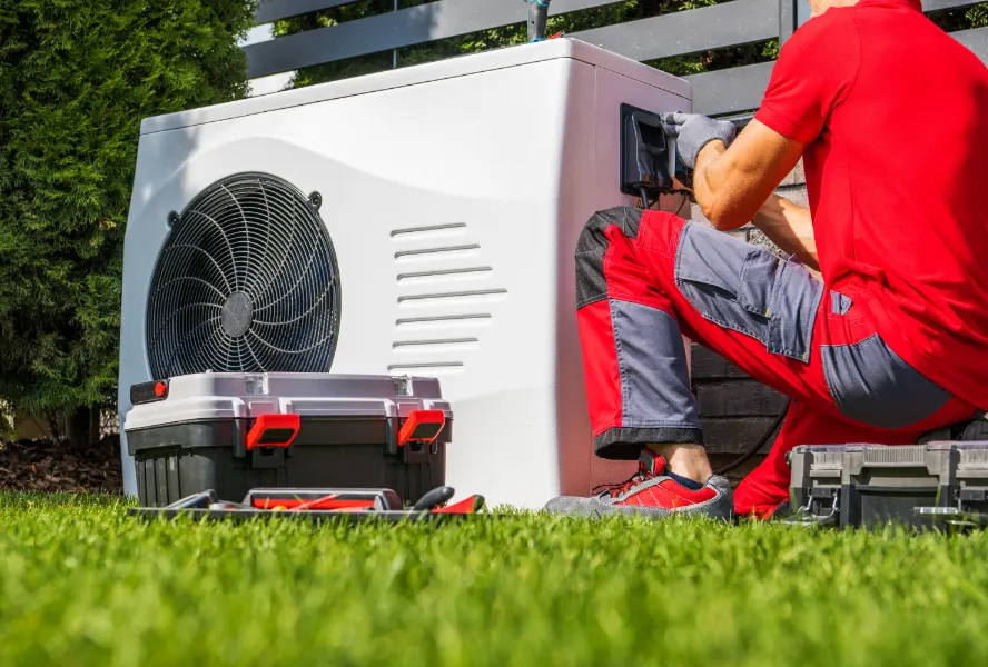 Residential cold-climate heat pump outdoor unit installed at a Atlanta home